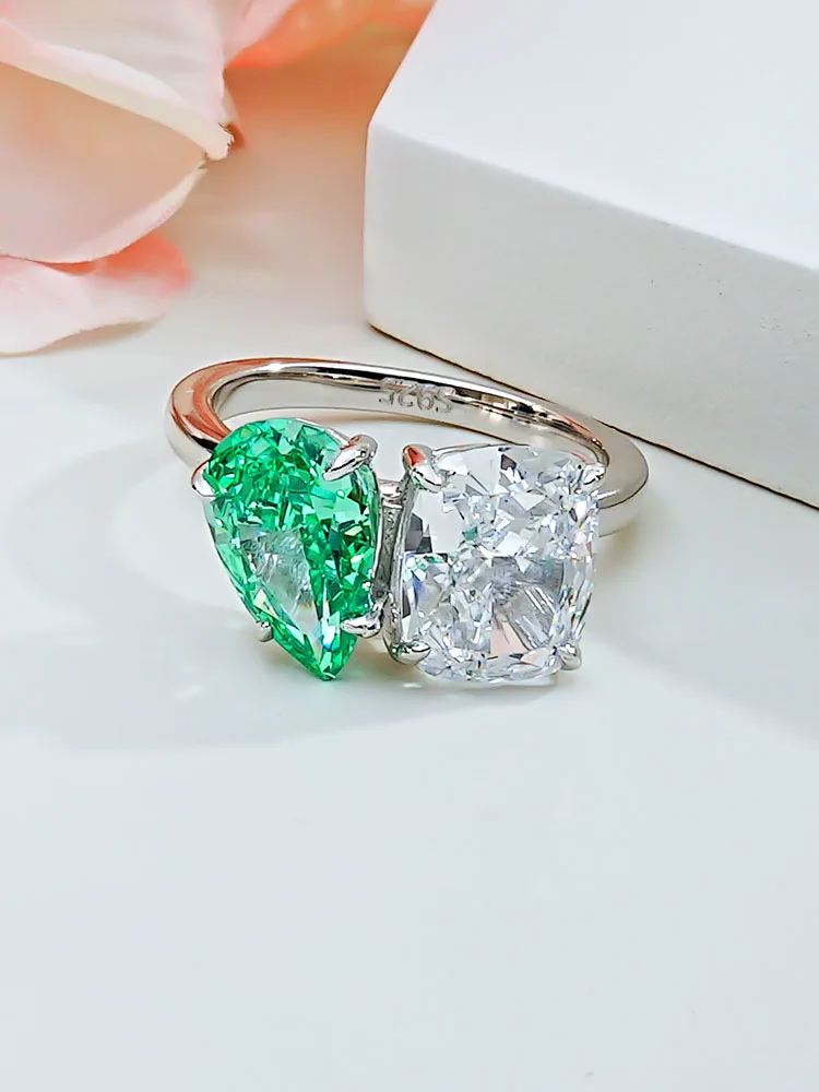 

Модные ювелирные изделия из стерлингового серебра S925 импортные высокоуглеродистые бриллианты 7*11 имитация пальбы женское кольцо