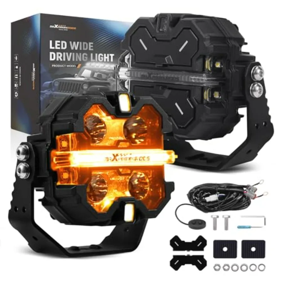 

3.5 Inch LED Off Road Lights 160W 19200LM Auxiliary Fog Light Spot 7 RGB Colors for Ambient 270 Side Shooter Wide Range Light B