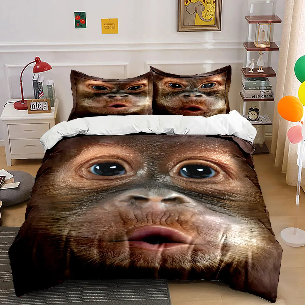 Blurry Brown Background Texture Bedding Set for Kids Luxury Gift 3pcs Digital Print Comforter Set Soft Comfortable Breathable