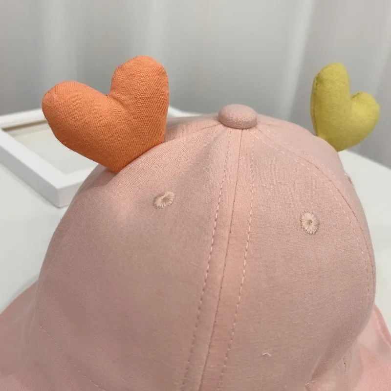 44-48cm Cute Baby Bucket Hat With Ears for Boys Girls Cotton Kids Sun Hat Outdoor Candy Color Child Panama Cap Children Accssory