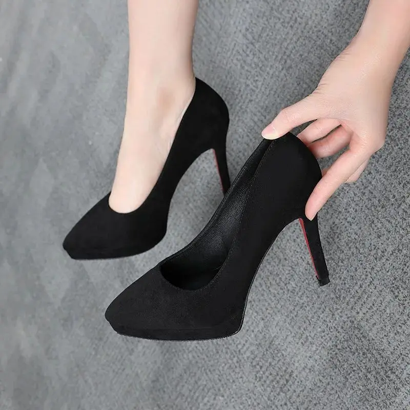 

2025 High Heels Women Stiletto Princess Waterproof Platform Nightclub Super Pumps Single Work Shoes Black Woman's Wedding Shoes