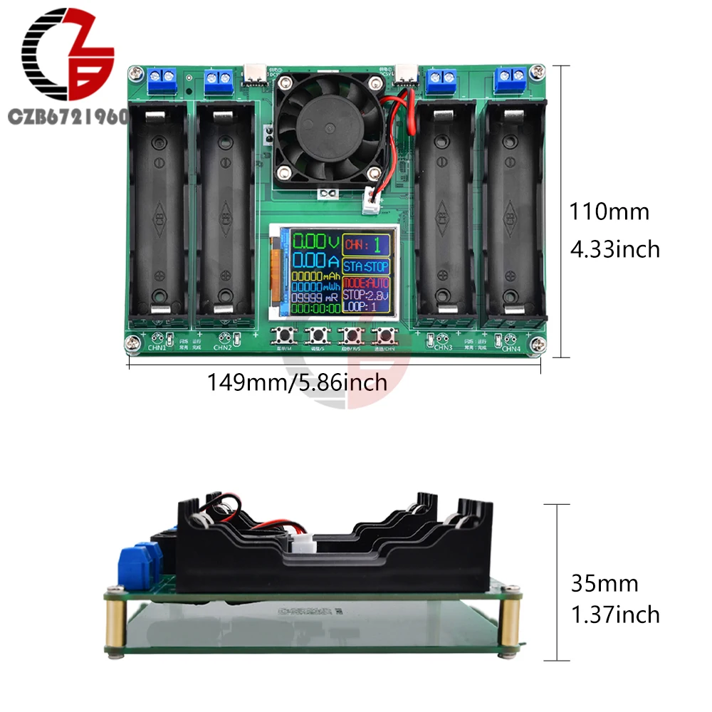 18650 moduł Tester pojemności baterii litowej MAh MWh cyfrowy akumulator moduł wykrywacz zasilania 18650 Tester baterii typu C Auto Char