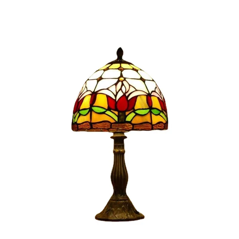 

European style, retro, study, bedroom, bedside, night light, colored, glass, romantic