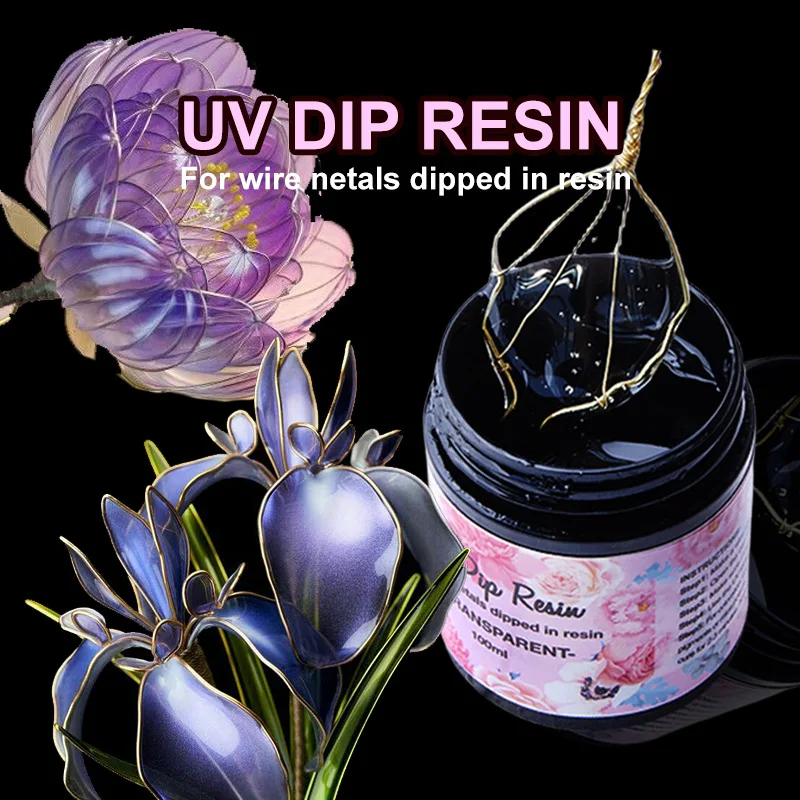 40ml/100ml UV DIP Resin High Transparency Quick Drying UV Adhesive Odorless UV Curing DIY Handmade Silk Screen Flower Headwear