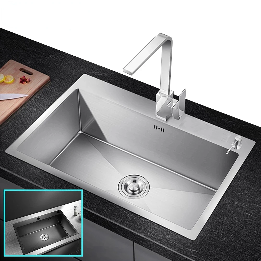 

Stainless Steel Kitchen Sink Slot Dish Basin sink Drain Basket And Pip Rectangular