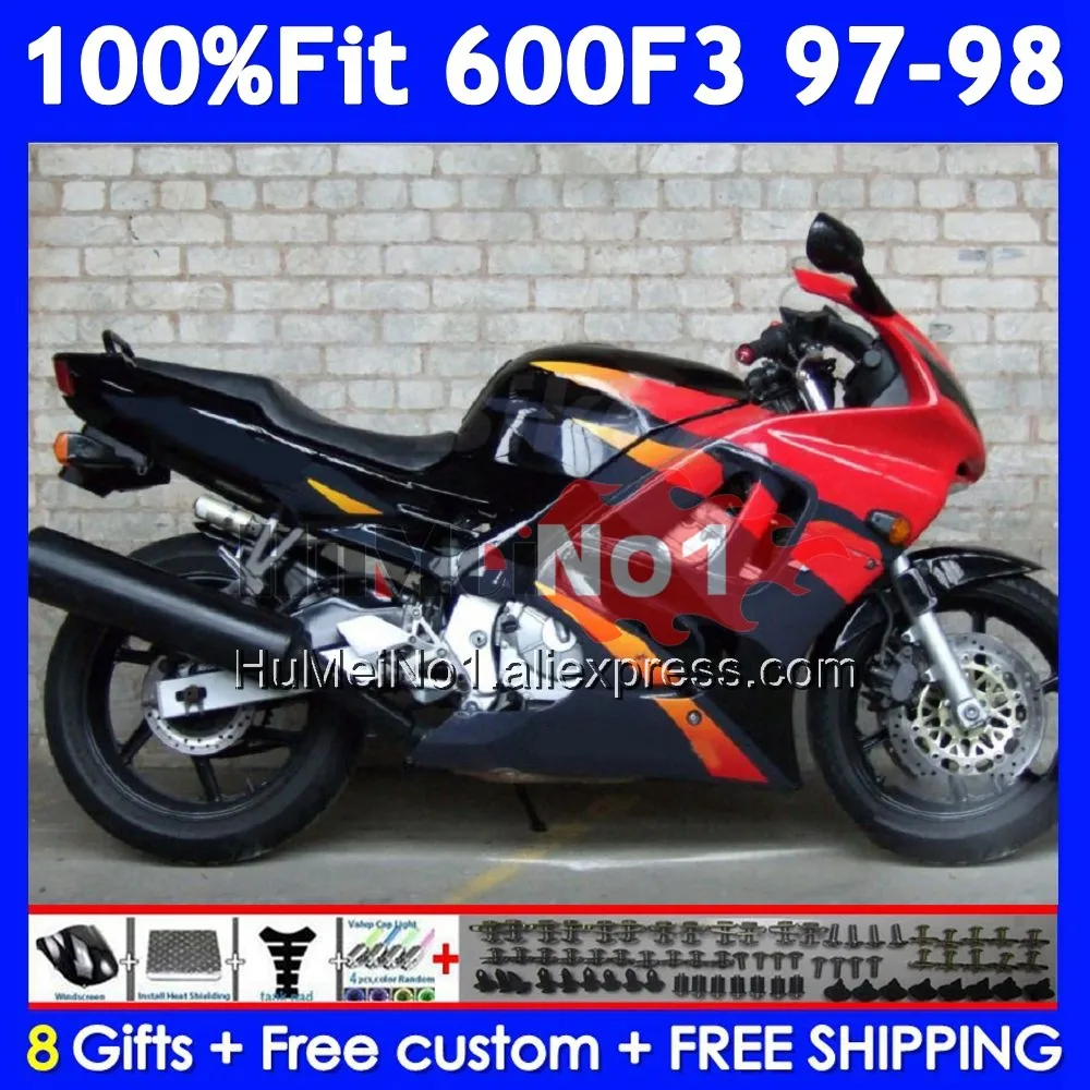 OEM Body +Tank For HONDA CBR 600F3 600 F3 CBR600FS 39No.319 CBR600 F3 FS CBR600F3 97 98 1997 1998 Injection Orange red Fairing