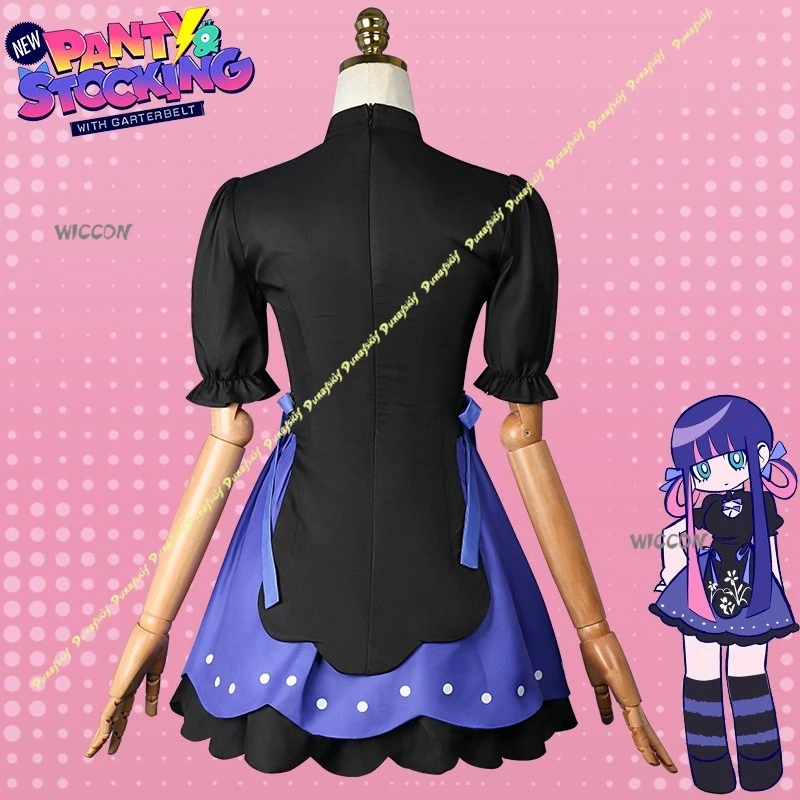 Cosplay Costumes Panty & Stocking with Garterbelt Girls Wig Dress Black Blue Suit Apron Anarchy Accessories Christmas Halloween