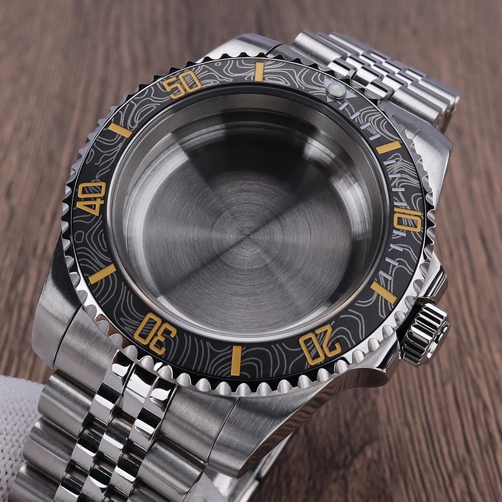 

40mm 2836 Sliver Watch Case bands Sapphire for NH34 NH35 NH36 7S26 ETA2824 Miyota8215 ETA2836 Movement SUB GMT multi color bezel