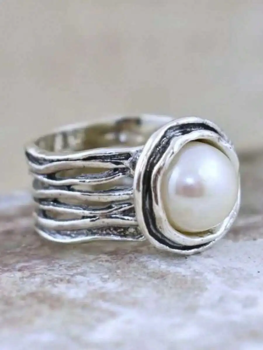 

Bohemian Vintage Style Faux Pearl Women Ring For Wedding Engagement Daily Wear