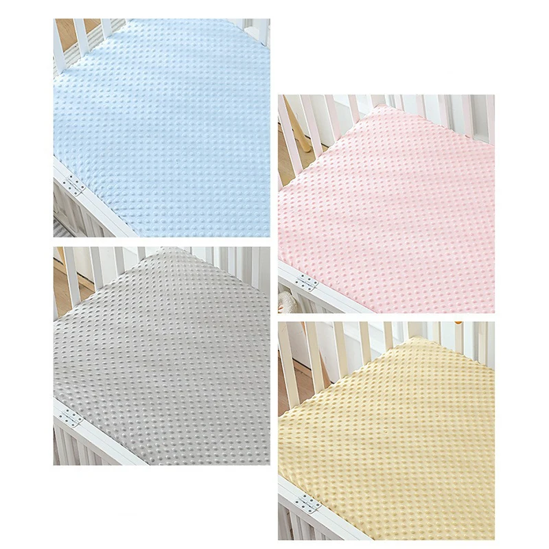 120x60MM Crib Sheet Crib Mattress Protector Soft Breathable Solid Color Style Velvet Bedspread Baby Bedding