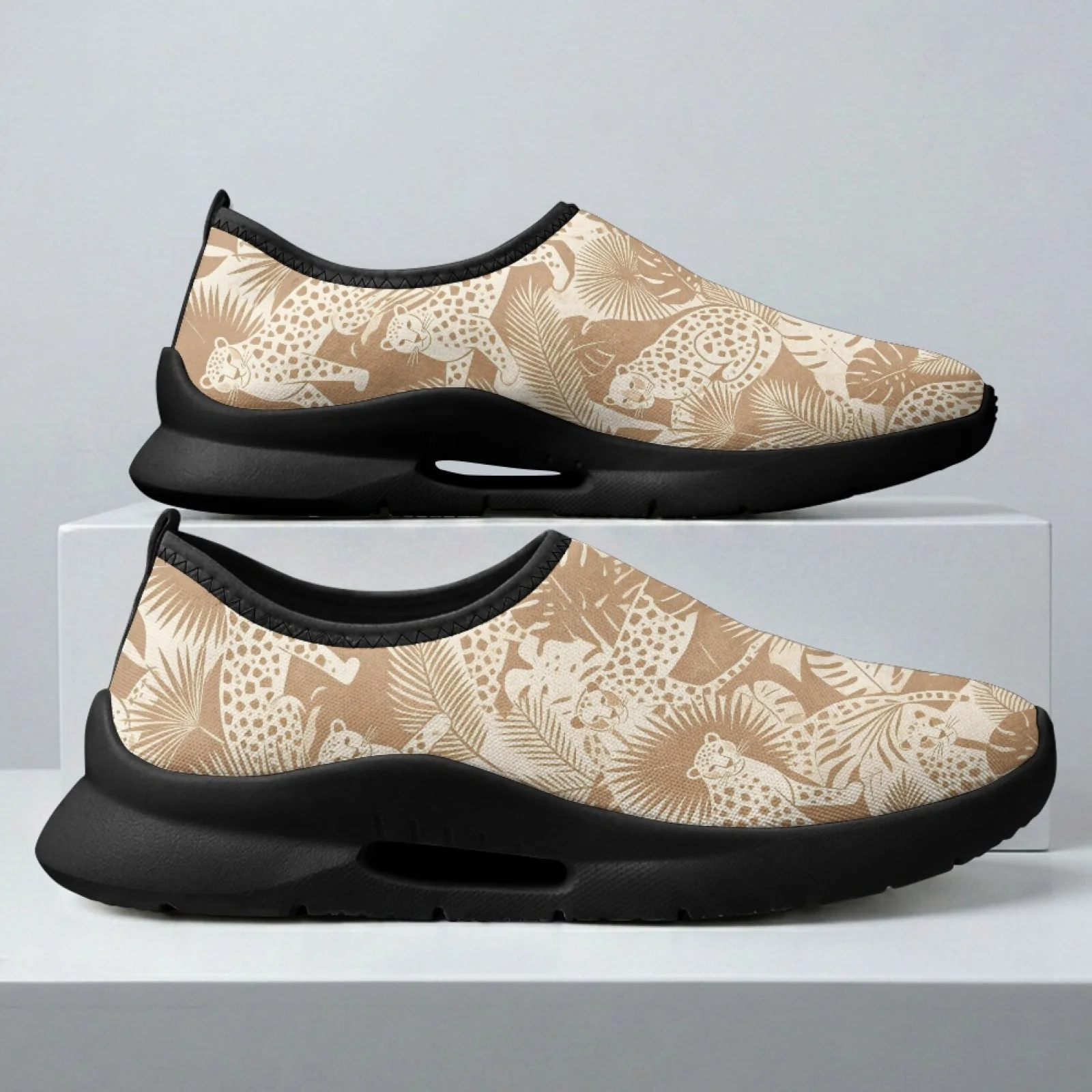 PENSTROLL Leopard Tropical Print Breathable Comfort Casual Shoes Casual Walking Shoes for Men Tennis Jogging