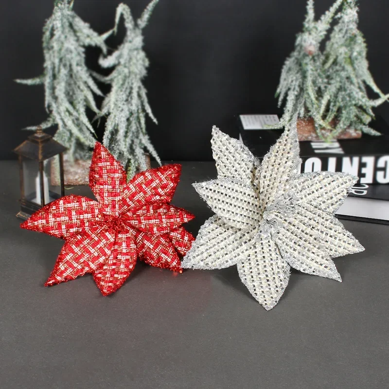 1 Pack Artificial Christmas Flower Christmas Tree Decoration New Year Party Home Decor Fake Flowers Xmas Garland Ornaments