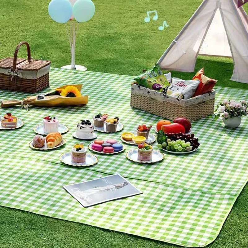 200*200cm Portable Camping Mat with Carry Bag Waterproof Thicken Picnic Mat Blanket Washable for Hiking Beach Travel Outdoor Par