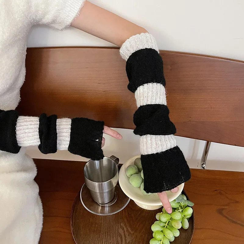 Millennium Y2k hot girl mohair ragazza sottile Lolita jk manica lunga splicing protezione solare e guanti caldi copertura del braccio della manica