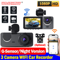 3 Channel 1080P Dash Cam for Cars WIFI APP Video Recorder Night Vision Rear View Camera for Vehicle Black Box Car Accessories