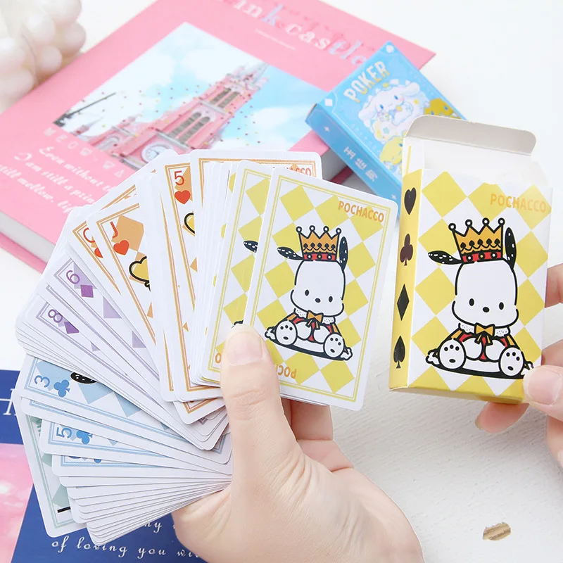 Sanrio Playing Card Kawaii Anime Cartoon Kuromi Hello Kitty Melody Cinnamoroll Print Playing Entertainmen Card Toy Kids Gifts