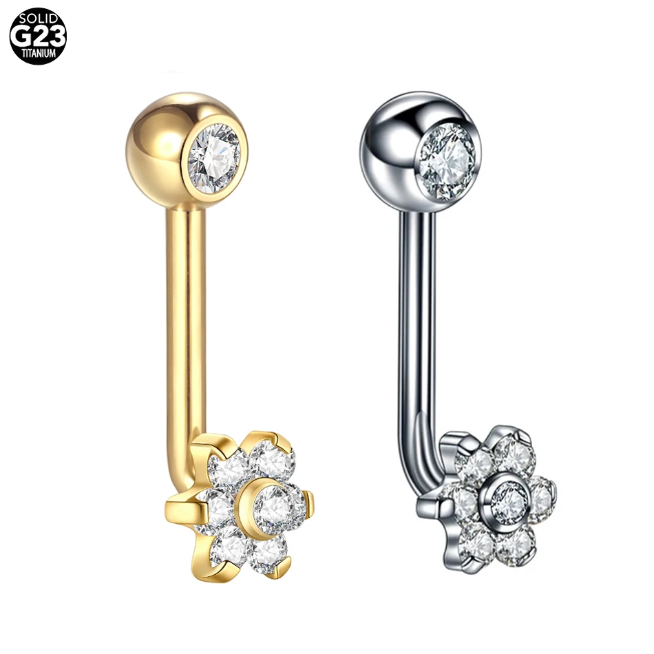 1Pc G23 Titanium Crystal Flower Christina Piercings Vertical Hood Sexy Lip Piercings VCH Belly Rings Jewelry for Women Jewelry