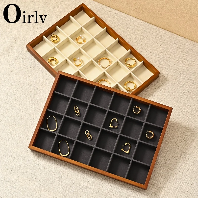 Oirlv Solid Wood Jewelry Display Exquisite Jewellery Holder Portable Ring Earrings Necklace Organizer Box organizator de boys