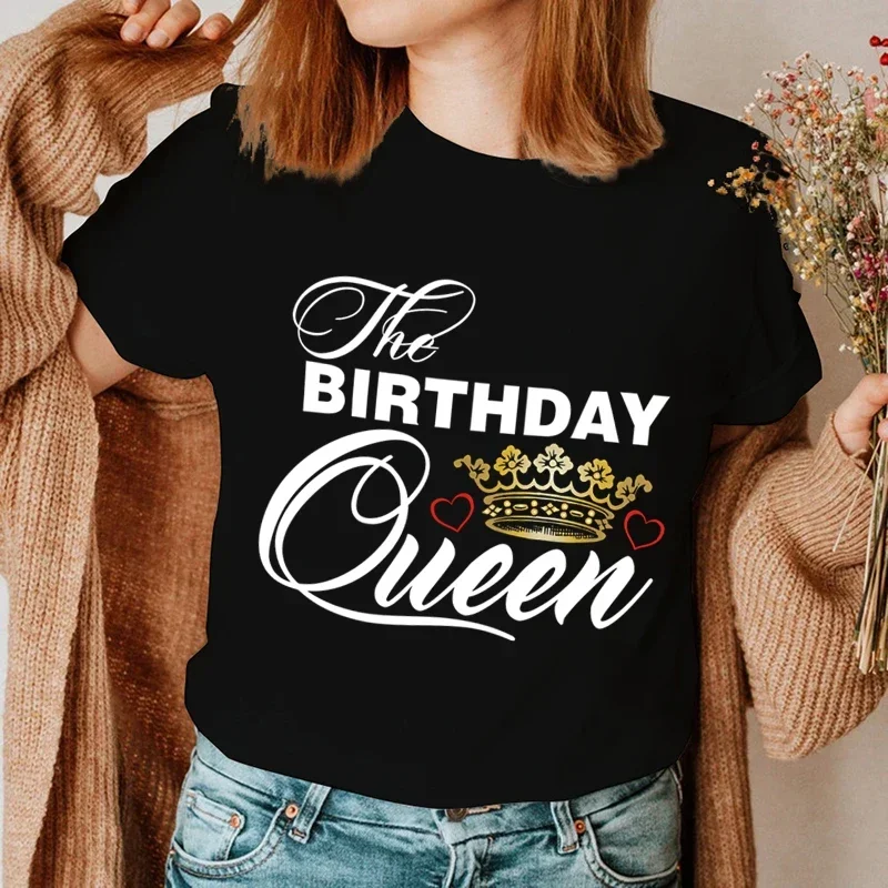 The Birthday Queen/It\'s My Queen\'s Birthday Couple Matching Tshirt Fashion Wife Husband Couple T Shirt Love Crown Lovers Shirt