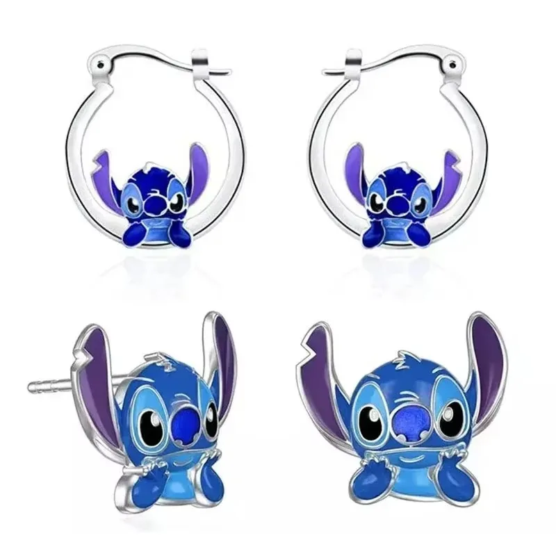 Disney Cartoon Lilo & Stitch Ear Pendants Kawaii Stitch Metal Earring Delicate Female Jewelry Accessories Girl Cute Earrings