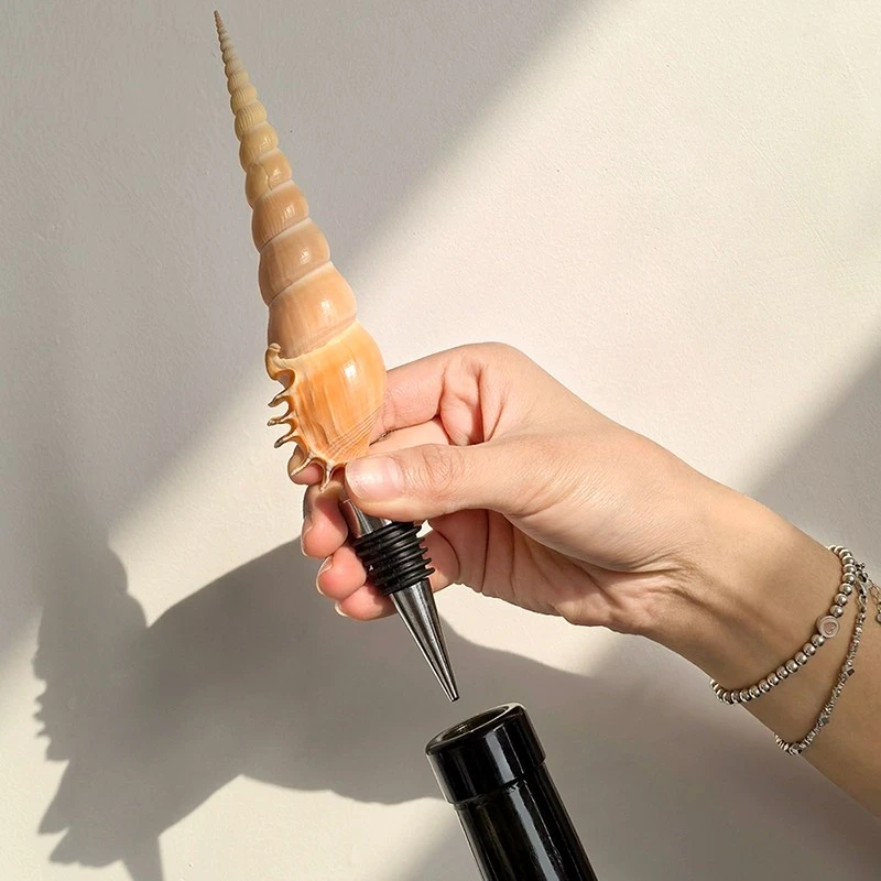 Creative Conch Red Wine Bottle Stopper Champagne Cork Seal Natural Shell Sealed Dustproof Bottle Cap Wedding Party Decoration