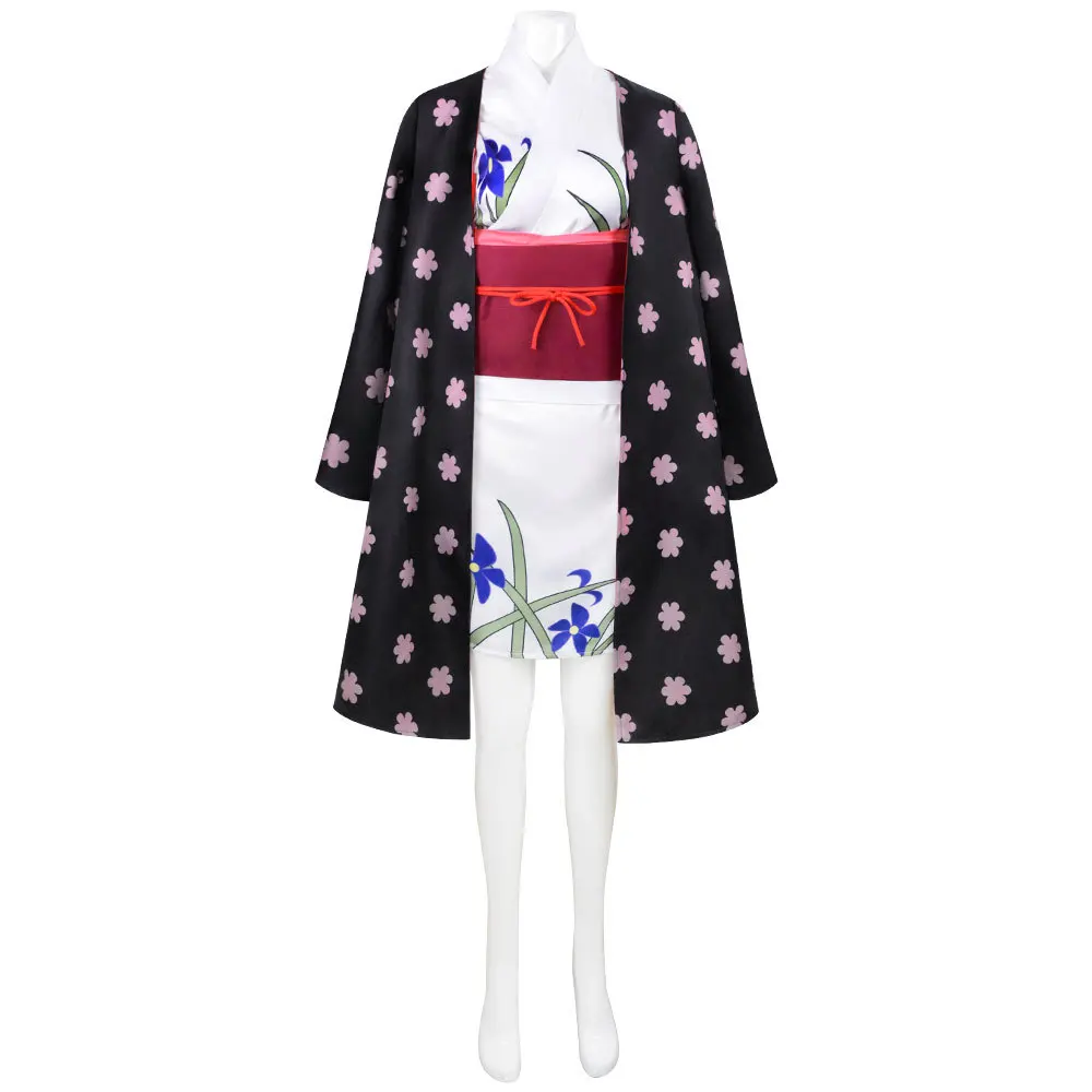 Women's Outfit Nico Robin Cosplay Costume Wano Country Kimono Floral Cloak Set view 2