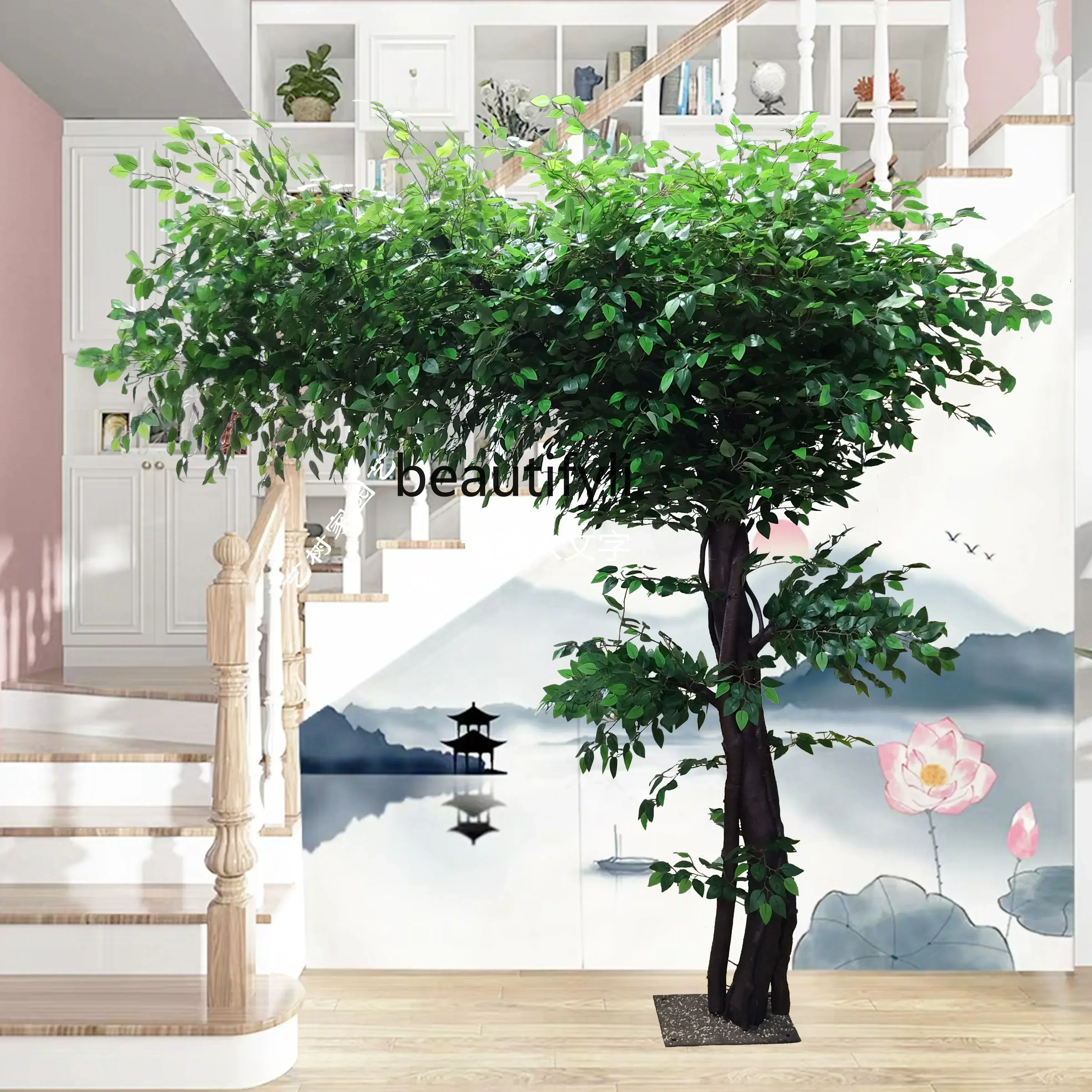 LXSimulation Banyan Tree Fake Trees Large Plant Indoor Floor-Standing Decorations Natural Solid Wood TrunkSSS