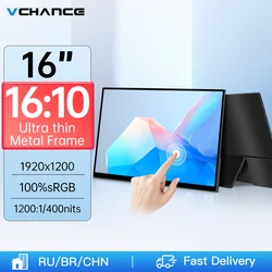 VCHANCE Monitor portátil de 16 polegadas 1920x1200p 16:10 100%sRGB HDR 400Cd/m2 Display de jogo para laptop Macbook Phone Switch Xbox PS4/5