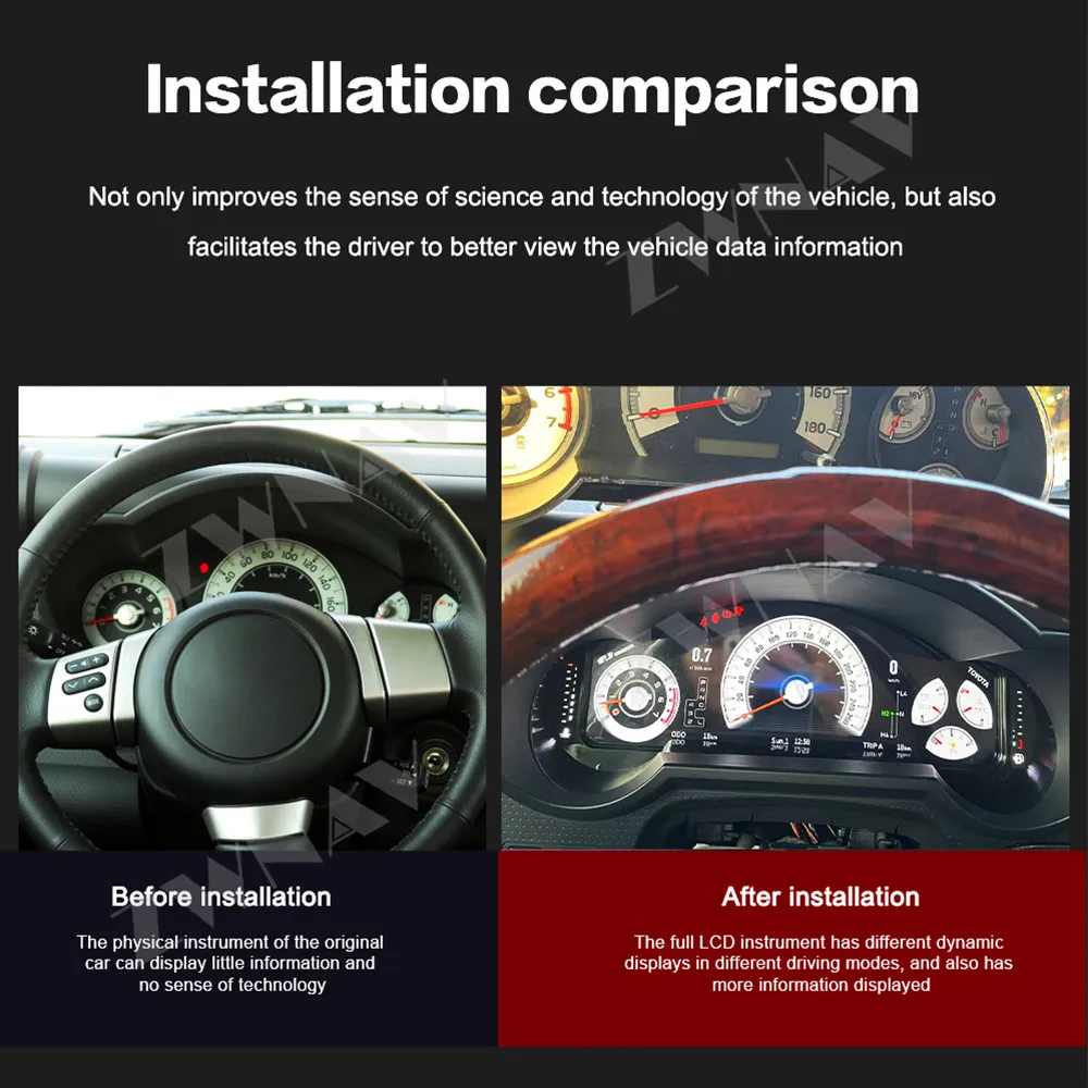 12.3 Inch Digital Dashboard Cluster For Toyota FJ 2007-2022 Variant virtual Instrument Panel Cockpit Speedometer Gauge Plug-play