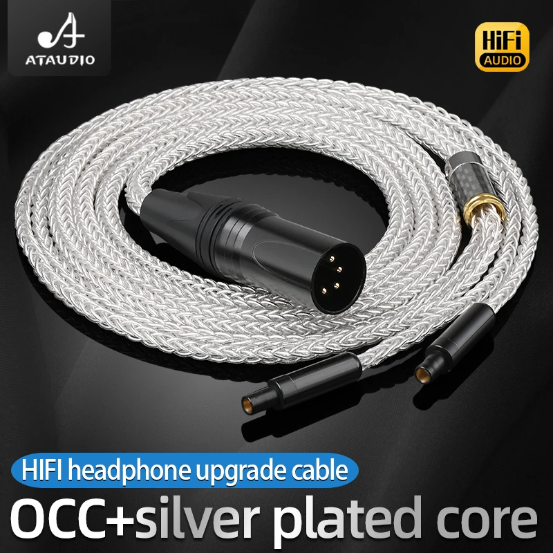 ATAUDIO HiFi Headphone Upgrand Cable OCC and Silver Plated Core Earphone Upgrade Cable For HD800 Player Amp