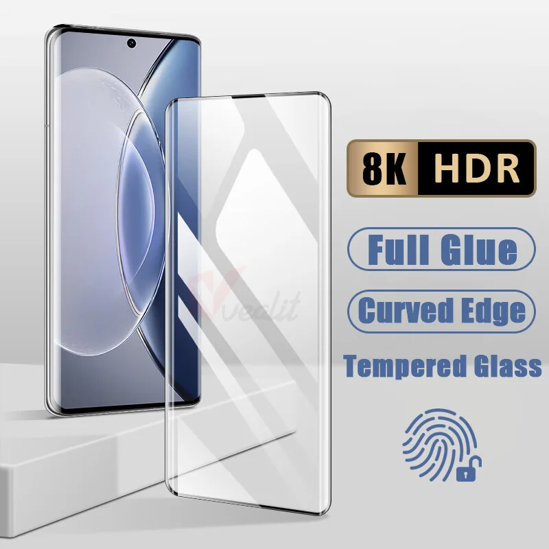 9D Full Glue Curved Tempered Glass For Vivo X90S X100S X90 X80 X70 Pro Plus Screen Protectors For Vivo X100 Ultra V30 V40 Lite