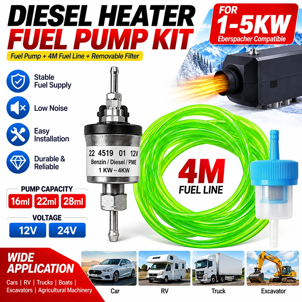 4M Fuel Line for Eberspcher Air Diesel Parking Heater with Removable Filter 16ml 22ml 28ml Diesel Pump Compatible with 12V 24V