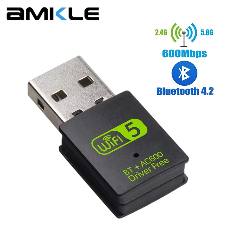 AMKLE-Adaptateur USB 600Mbps Wifi Bluetooth, pilote BT gratuit, dongle USB, bande touriste, LAN Ethernet, carte réseau