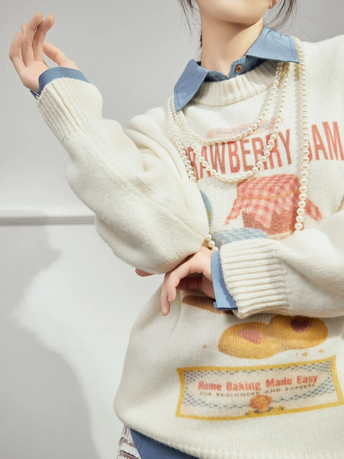 

Белый вязаный шерстяной свитер White Mist для женщин, повседневный, с круглым вырезом, длинными рукавами, бренд Uncle, для работы, осенняя новинка