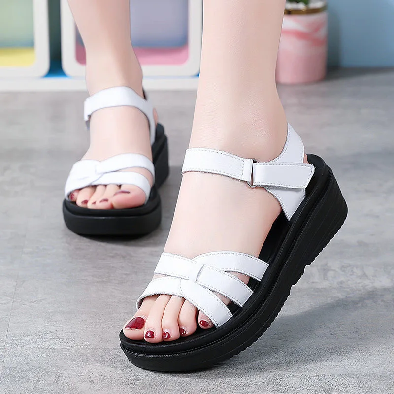 35-40 Fashion Lady Sandals Women 2022 Shoes for Women Platform Sandals Ladies Sandals Genuine Leather Summer Wedges Casual Shoes