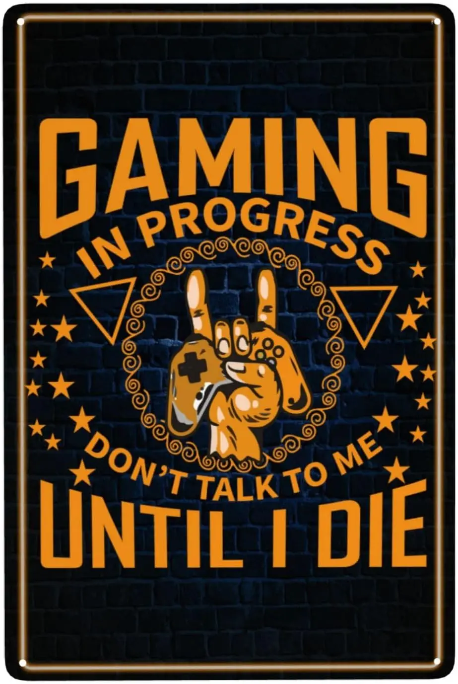 Gaming Room Metal Sign, Funny Gamer Wall Decor For Boys Room Decor, Best Gamer Gifts for Boys, Home Bedroom Wall Humor Deco sign