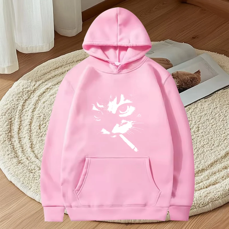 Funny Meme Smoking Cat Face Graphic hoodie 2025 men women funny fashion cool Long sleeve streetwear print oversized tops unisex