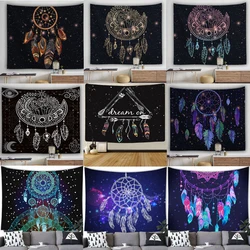 Bohemian Dream Catcher Tapestry Psychedelic Feather Mystical Decor Bedroom Hippie Wall Carpet Beach Towel Home Decor