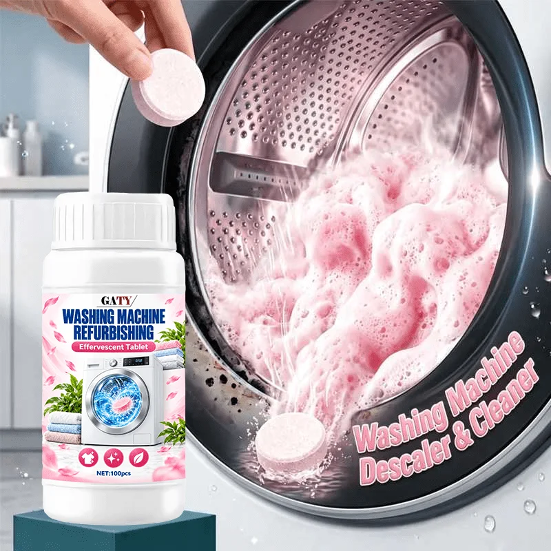 100Pcs Industrial Washer Effervescent Tablets, Stain Odor Remover, Drum Descaler, Protects Extends Appliance Lifespan