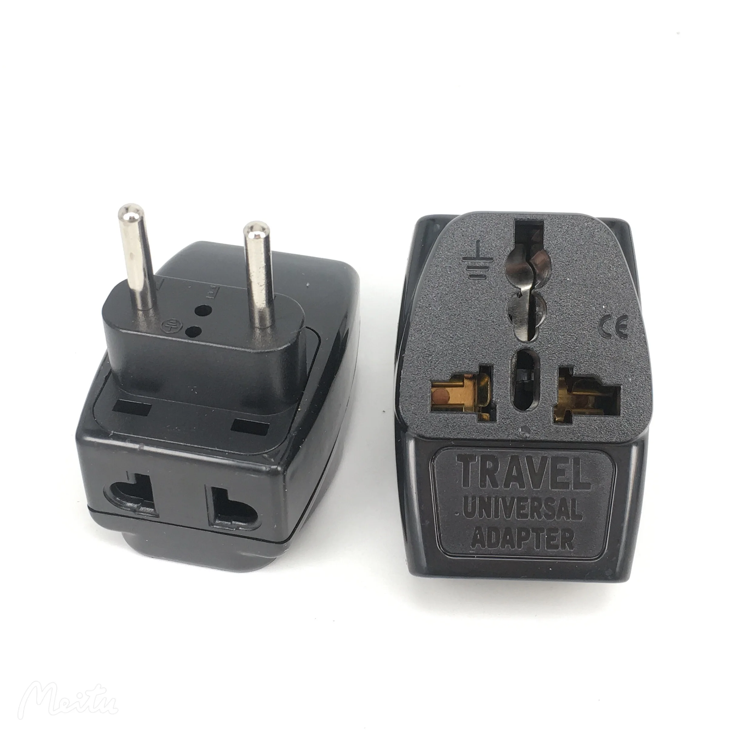 Universal to Europlug EU Travel Adapter 3 Way Multi Outlet Black Color TYPE E F G