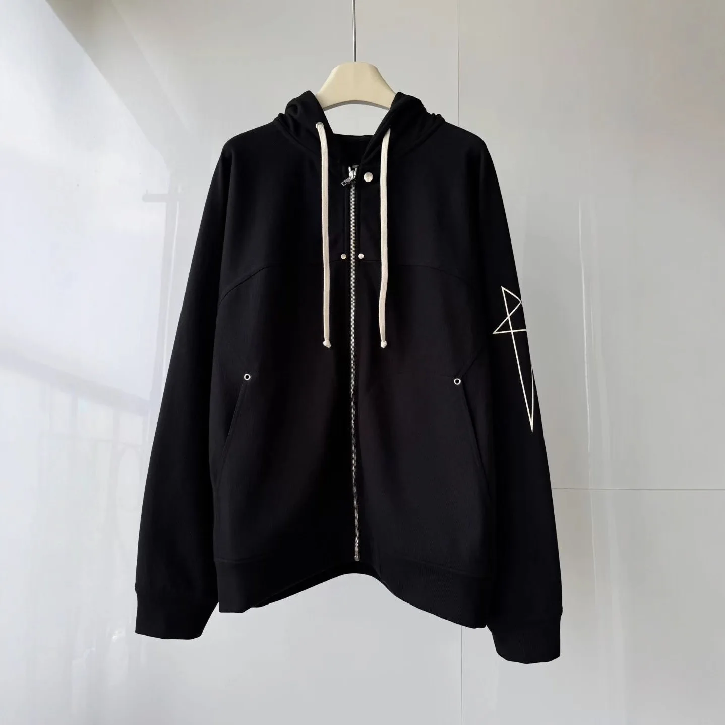 

Autumn/Winter New Style RO Style Pentagram Logo Pullover Rick Sweater Street Dark Style Hooded Loose Zipper Jacket