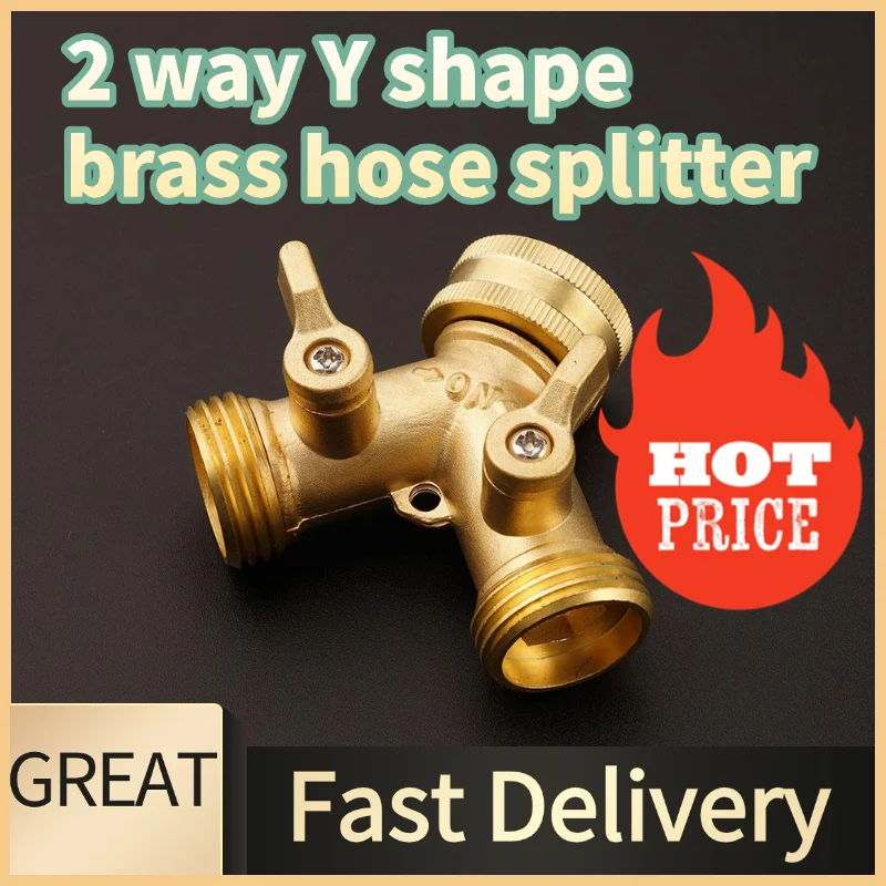 

Garden Hose Y Valve Connectors Brass Hose Splitter With Solid Brass Handle Brass Y Valve Water Garden Hose Adapter 2 Way