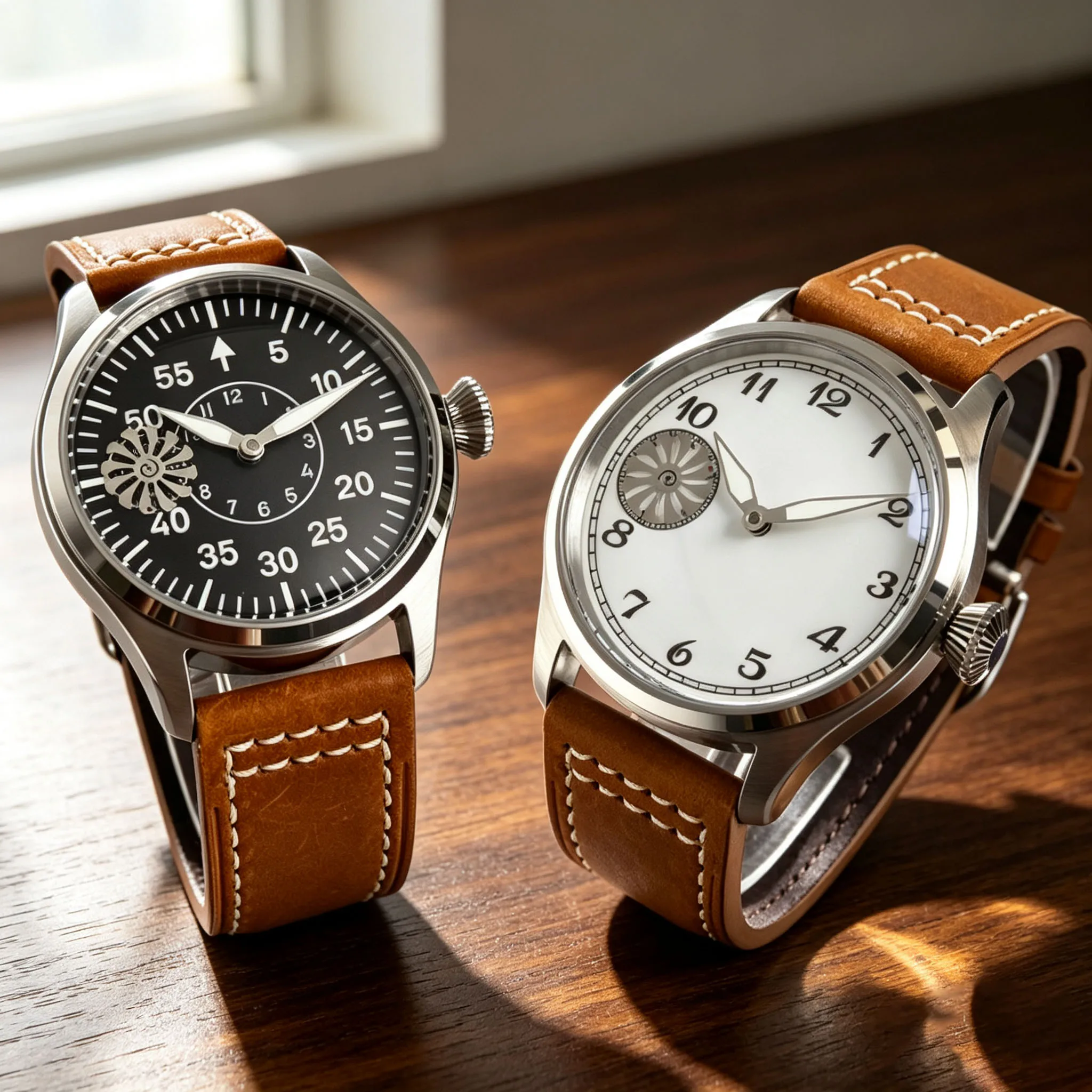 Tandorio 42mm Military Flieger Pilot Style Stainless Steel Asia 6497 Movement Sapphire Hand Winding Mechanical Retro Men Watch
