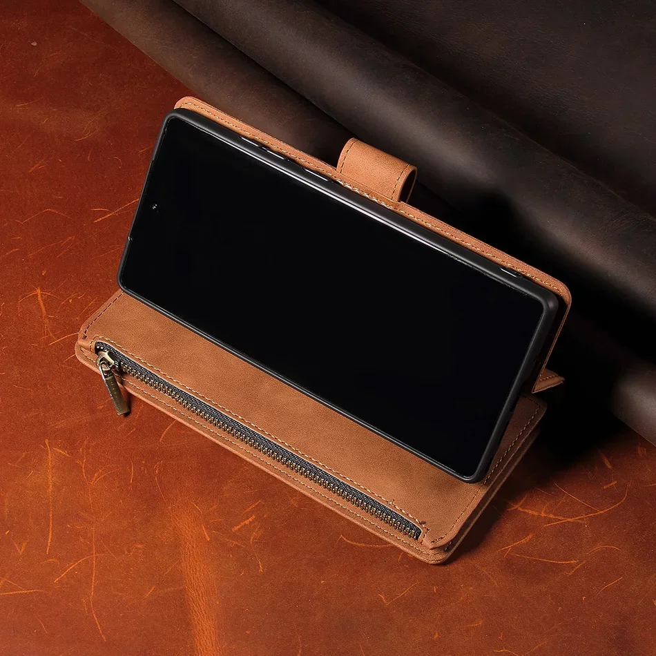 Zipper Wallet Leather Case For iPhone 13 12 Mini 11 Pro XS Max XR X 8 7 6 6S Plus SE 2020 Doka Multi-Card Slots Phone Cover Etui