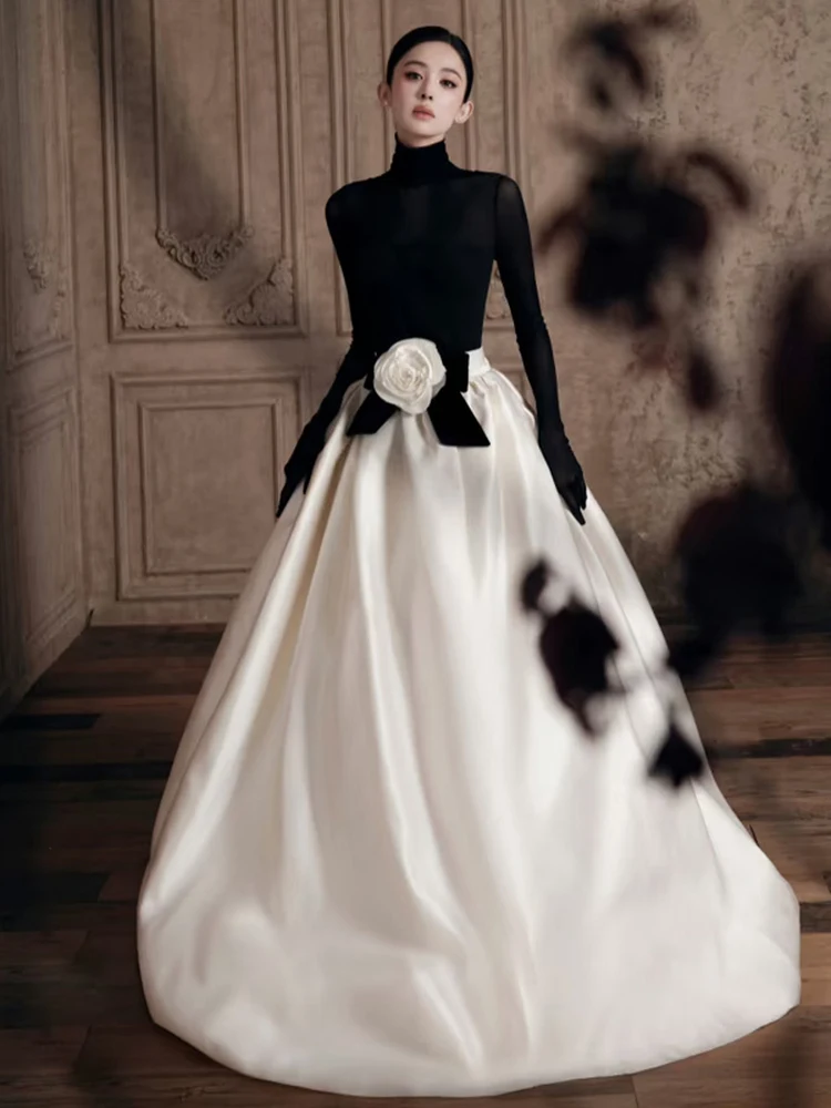 

New Ele Bla And White Color Blo Hepburn Sle Dr Portrait Photoaphy Studio Personal Photo Theme Clothing