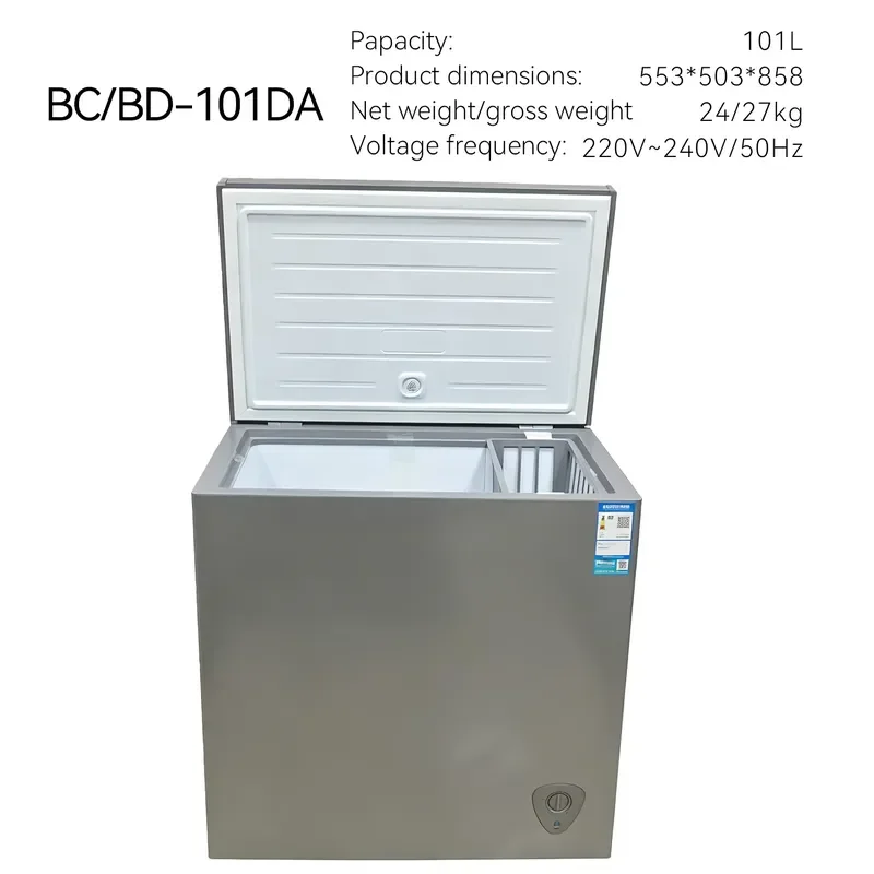 Single Temp Control Manual Defrost Gas Vertical Freezer Energy Saving Grade 1 Folding Door
