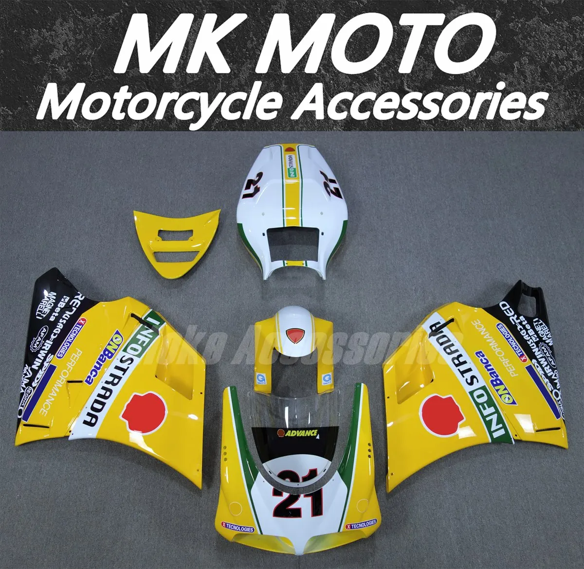 

Motorcycle Fairings Kit Fit For 748 916 996 998 Bodywork Set Abs High Quality ABS Injection New White Yellow