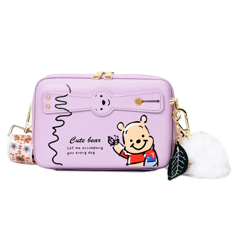 New Cute Shoulder Bag for Women Ladies Small PU Lether Crossbody Purse with Priting Bear and Letters Female Phone Clutch Bag