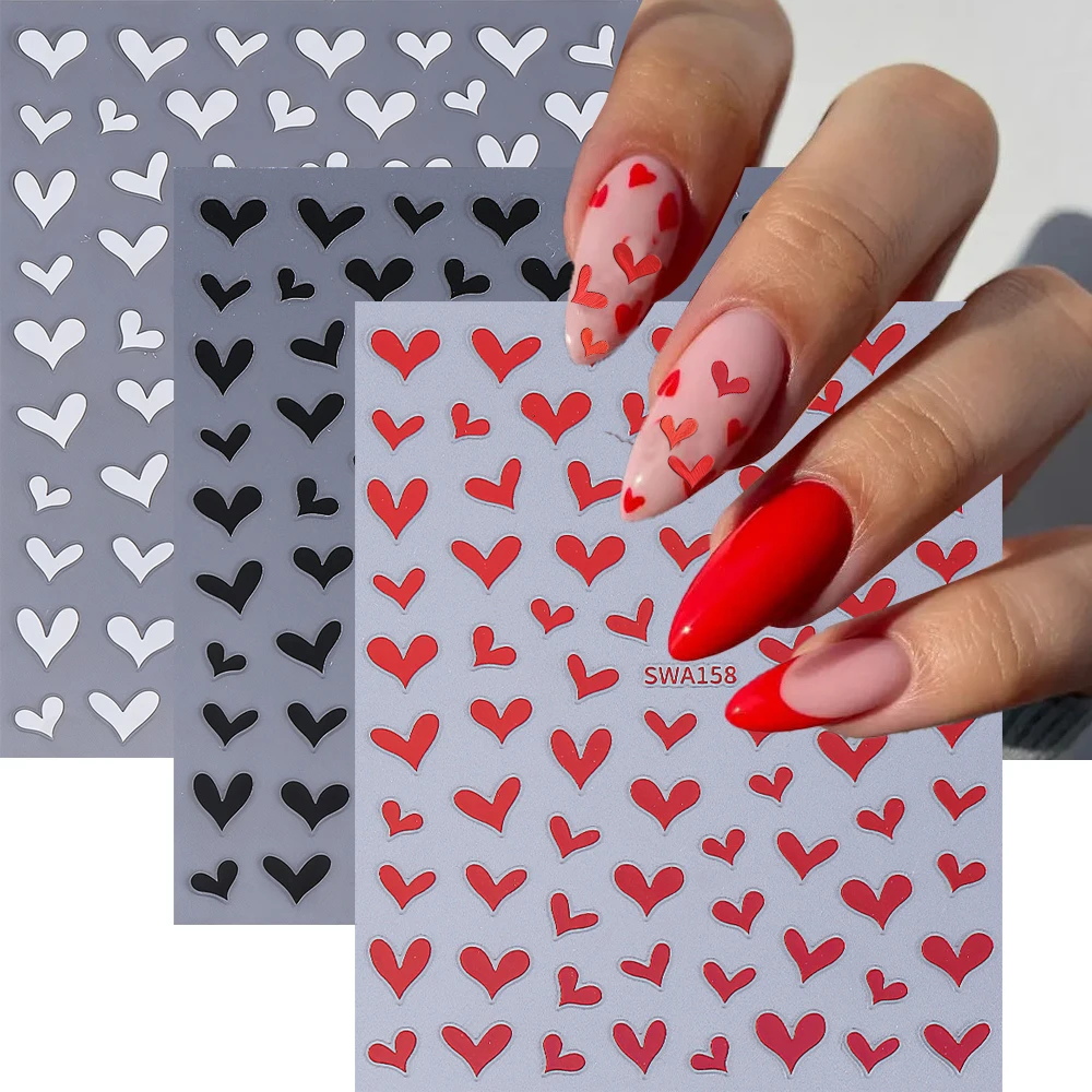 3-Colors الحب القلب مسمار الفن ملصق ثلاثية الأبعاد رومانسية عيد الحب الحب مسمار الشارات ذاتية اللصق الحلو قلوب مانيكير لوازم # %