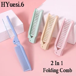 Peine plegable portátil 2 en 1, cepillo de pelo Antiestático de doble cabeza para mujeres y niñas, herramientas de peluquería de viaje